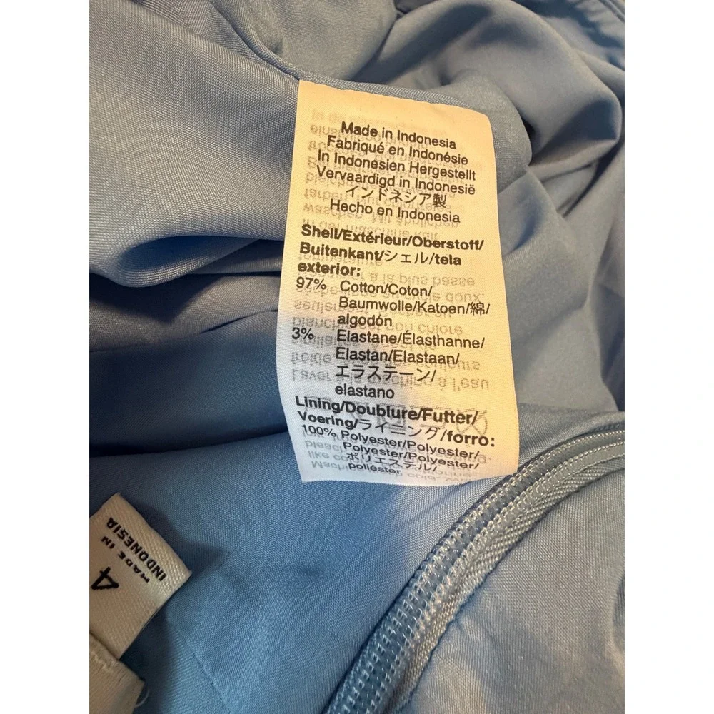 J. Crew Women Scalloped Hem Mini Skirt Dusty Blue Cotton Linen A-Line High Waist